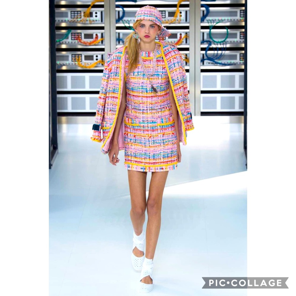 Chanel Macaroon Pale Color Tweed Blazer Coat 36